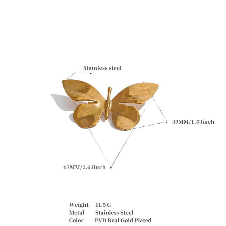 Golden Butterfly Brooch – 18K PVD Plated Stainless Steel Pin