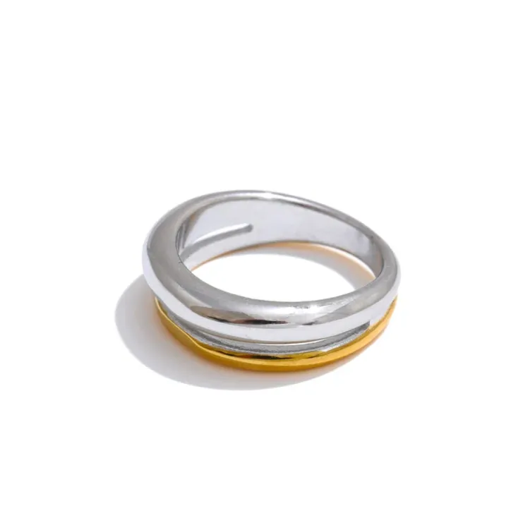 Luxe Jewels Dual Colour Ring – 18K Gold Plated Stainless Steel Trending Jewelry