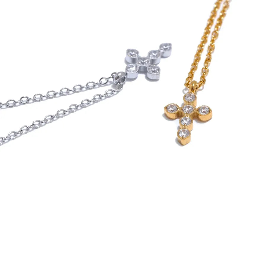 Gold & Platinum Plated Cross Necklace – Chic Religious Jewelry