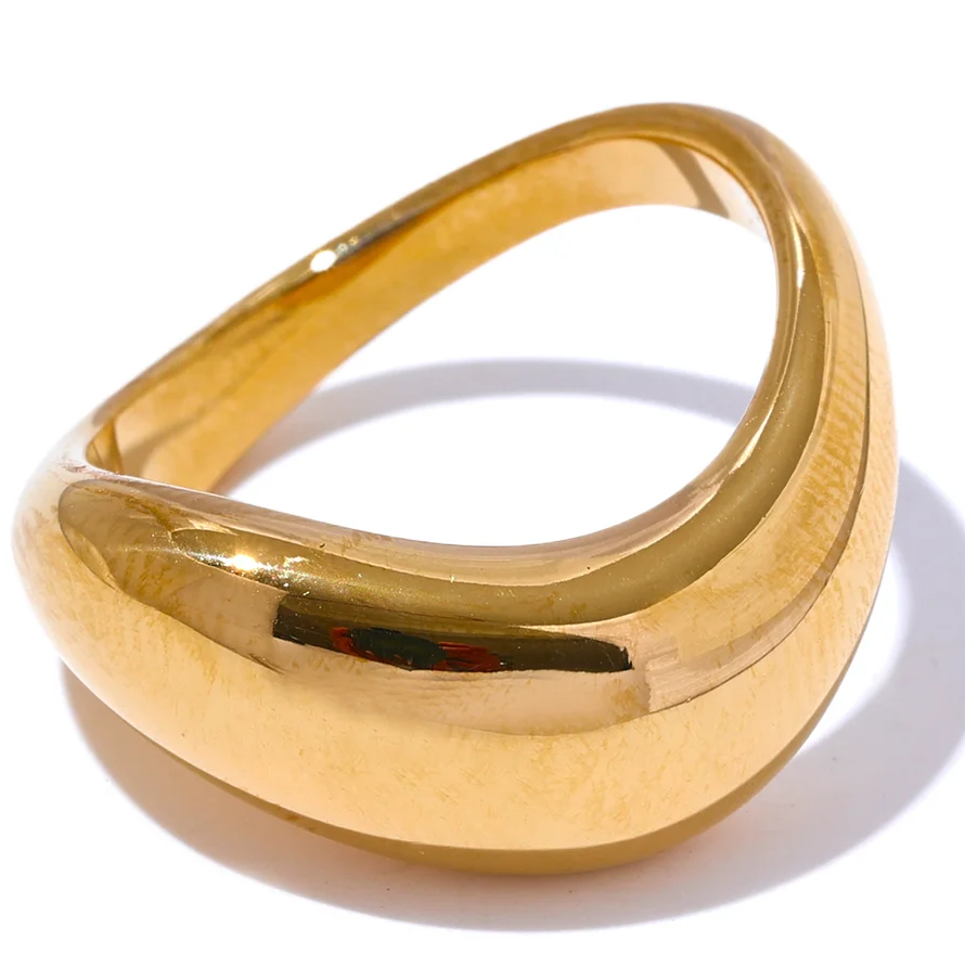 Luxe Jewels Minimalist Smooth Stainless Steel Ring - 18K PVD Gold & Platinum Plated