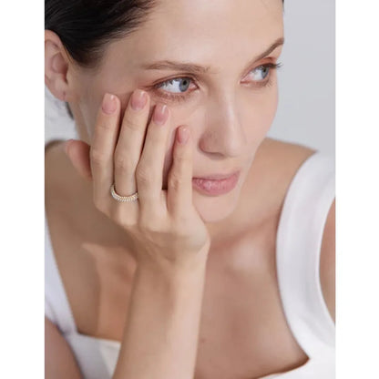 Luxe Jewels Elegant Pearls Stainless Steel Ring - 18K Gold Plated Jewelry