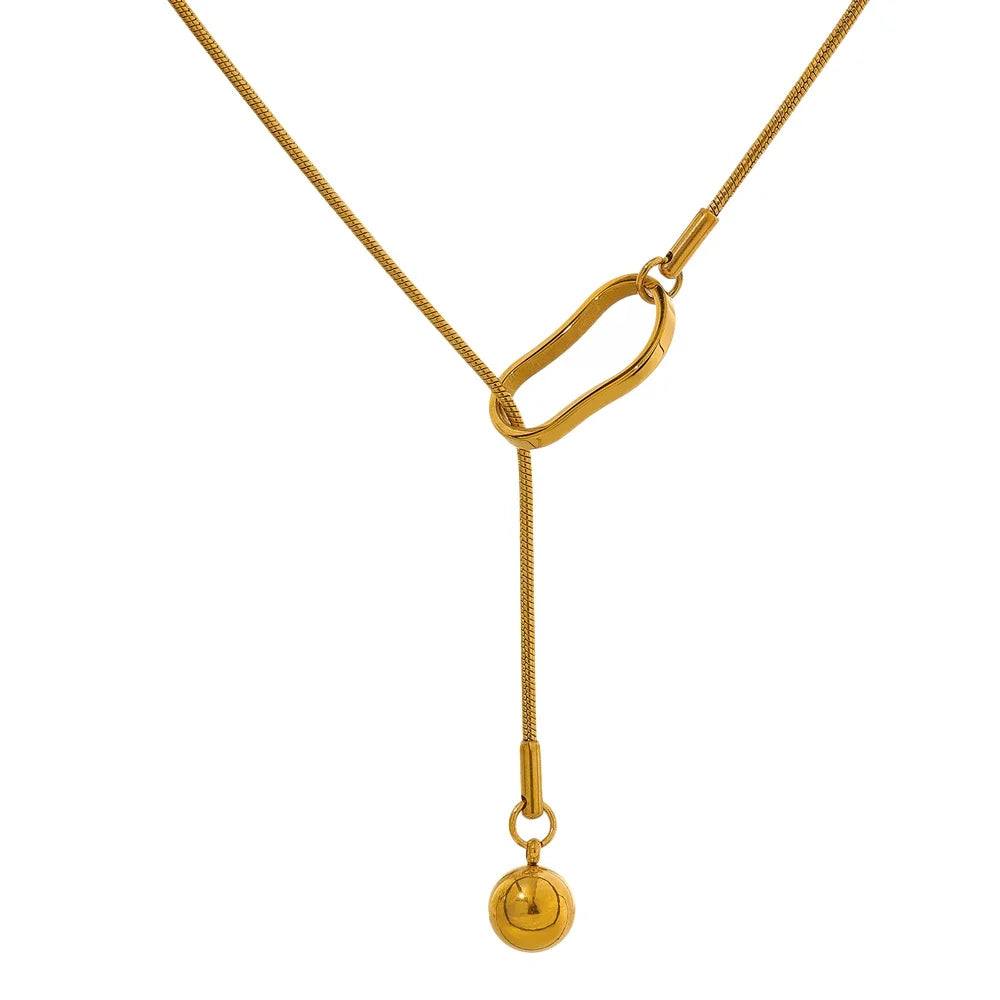 Chic Geometric Necklace – Gold Plated Long Statement Necklace