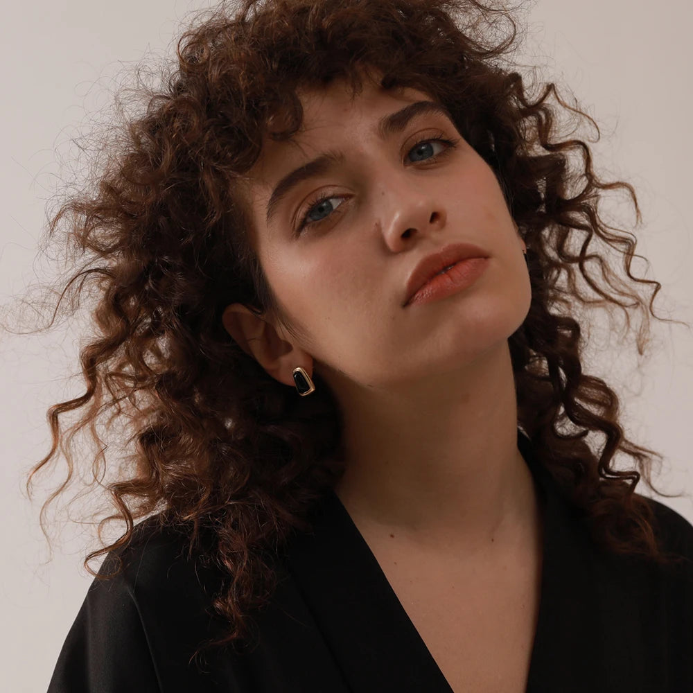 Square Opal Stainless Steel Stud Earrings – Elegant Jewelry