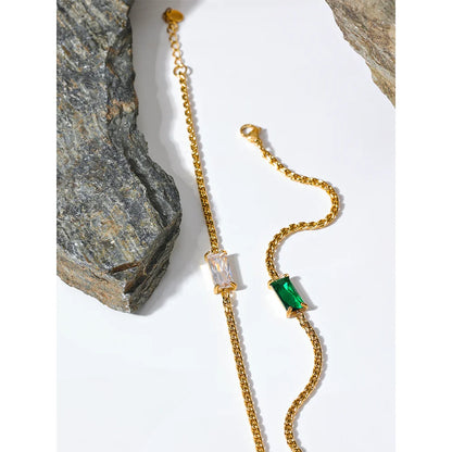 Cubic Zirconia Gold Stainless Steel Bracelet – Waterproof Chic Jewelry