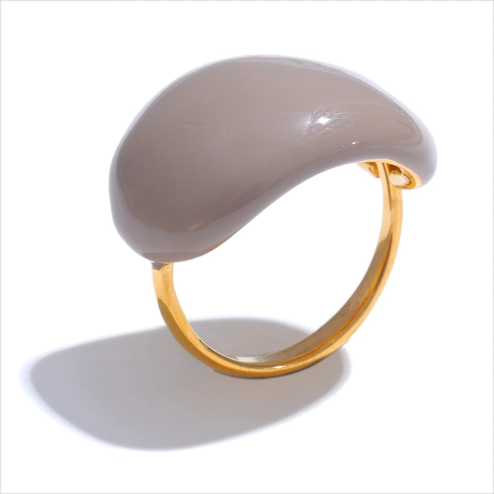 Luxe Jewels Stainless Steel Coloured Enamel Adjustable Ring – Waterproof Jewelry
