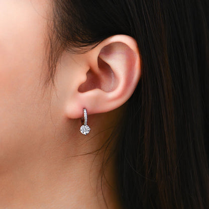 One Carat Full Moissanite Diamond Earrings - S925 Sterling Silver 4-Claws Eardrop For Women