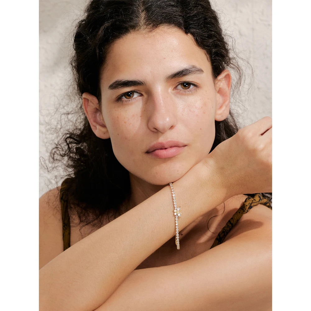 3MM Butterfly Zirconia Tennis Bracelet – Gold/Silver Stainless Steel, Delicate & Bling