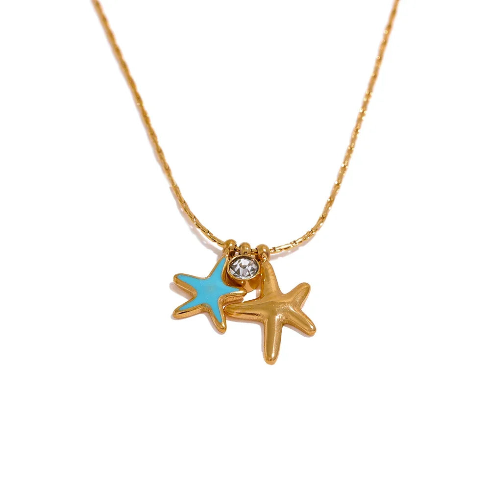 Starfish CZ Pendant Necklace – Gold Plated