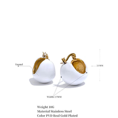 Black White Green Enamel Geometric Waterproof Stainless Steel - Chunky Round Hoop Earrings Women Stylish Jewelry