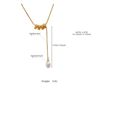 Elegant Gold Plated Pearl Necklace – Round Beads Drop Design