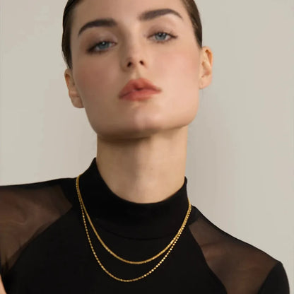 Chic Beaded Double Layer Necklace – Gold Stainless Steel Collar