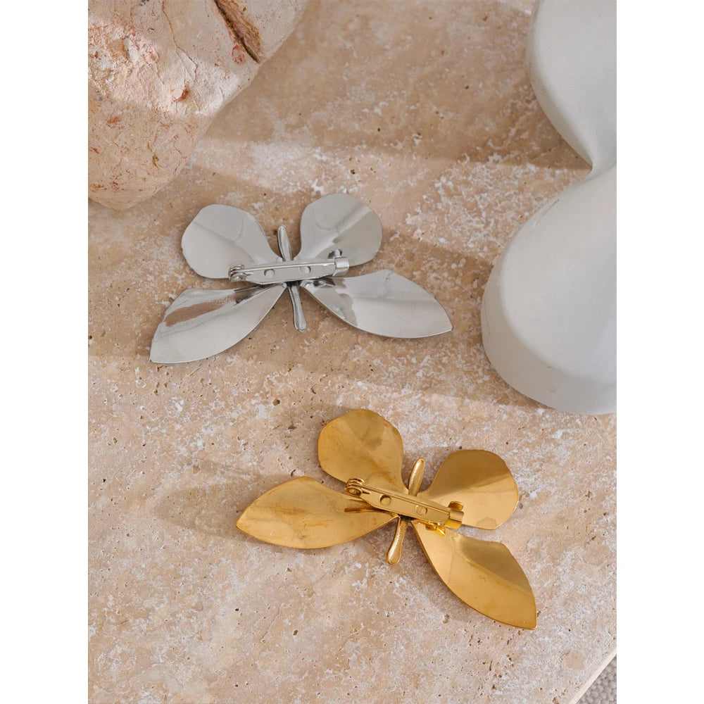Golden Butterfly Brooch – 18K PVD Plated Stainless Steel Pin