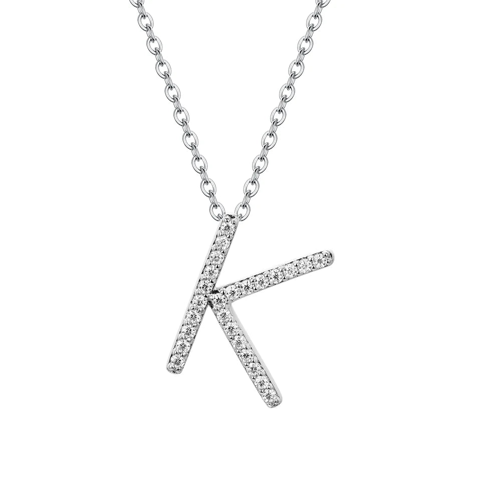 Valentine's Day Gift  - Letter Necklaces Pendants 100% 925 Sterling Silver Unisex (D VVS1 Colour Moissanite)Jewelry