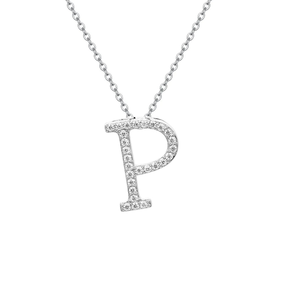 Valentine's Day Gift  - Letter Necklaces Pendants 100% 925 Sterling Silver Unisex (D VVS1 Colour Moissanite)Jewelry
