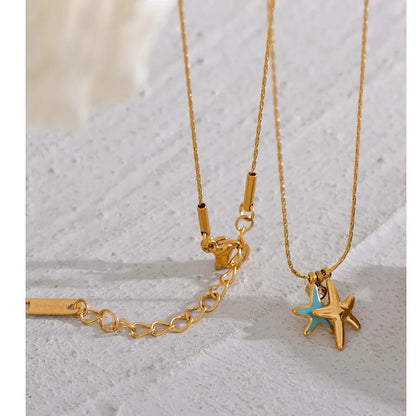 Starfish CZ Pendant Necklace – Gold Plated