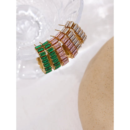 Stainless Steel Cubic Zirconia Earrings Jewelry