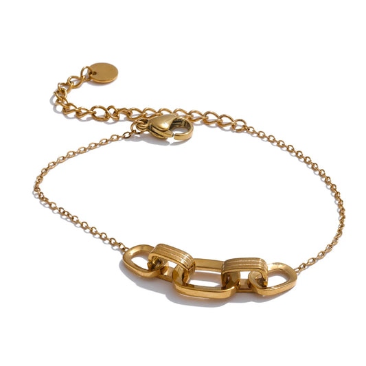 Square Hollow Stainless Steel Bracelet – 18K Gold Plated Tarnish-Resistant