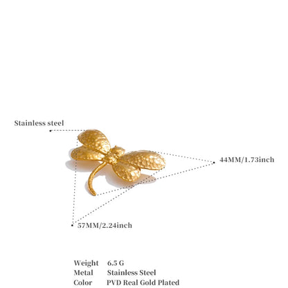 Dragonfly Brooch – Waterproof Gold-Plated Stainless Steel Pin