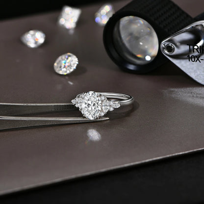Luxe Jewels Luxury Ring (D VVS1 Color) 2.5CT Oval Cut Moissanite Ring for Women