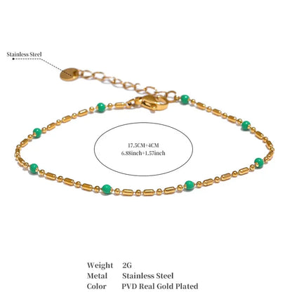 Colorful Enamel Bead Bracelet – 18K Gold Plated Stainless Steel