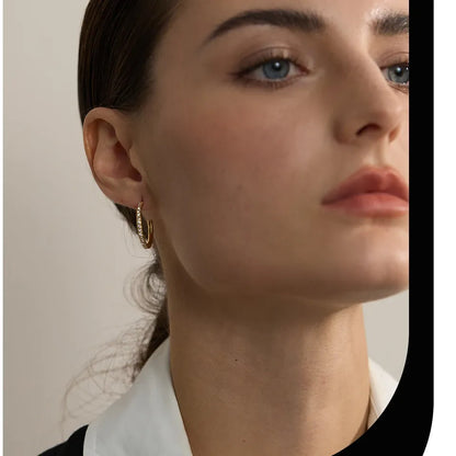 High Quality Shiny Inlaid Cubic Zirconia Stainless Steel Fashion Earrings Waterproof Jewelry