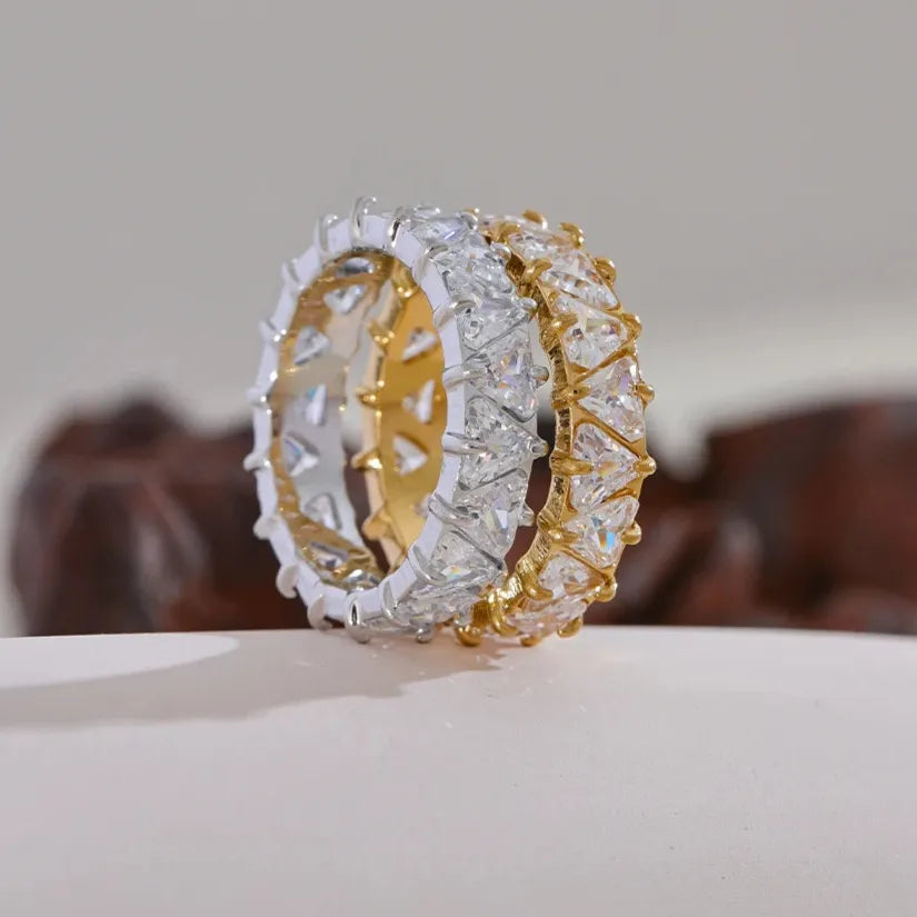 Luxe Stainless Steel Heart Cubic Zirconia Ring - Gold & Platinum Plated Jewelry