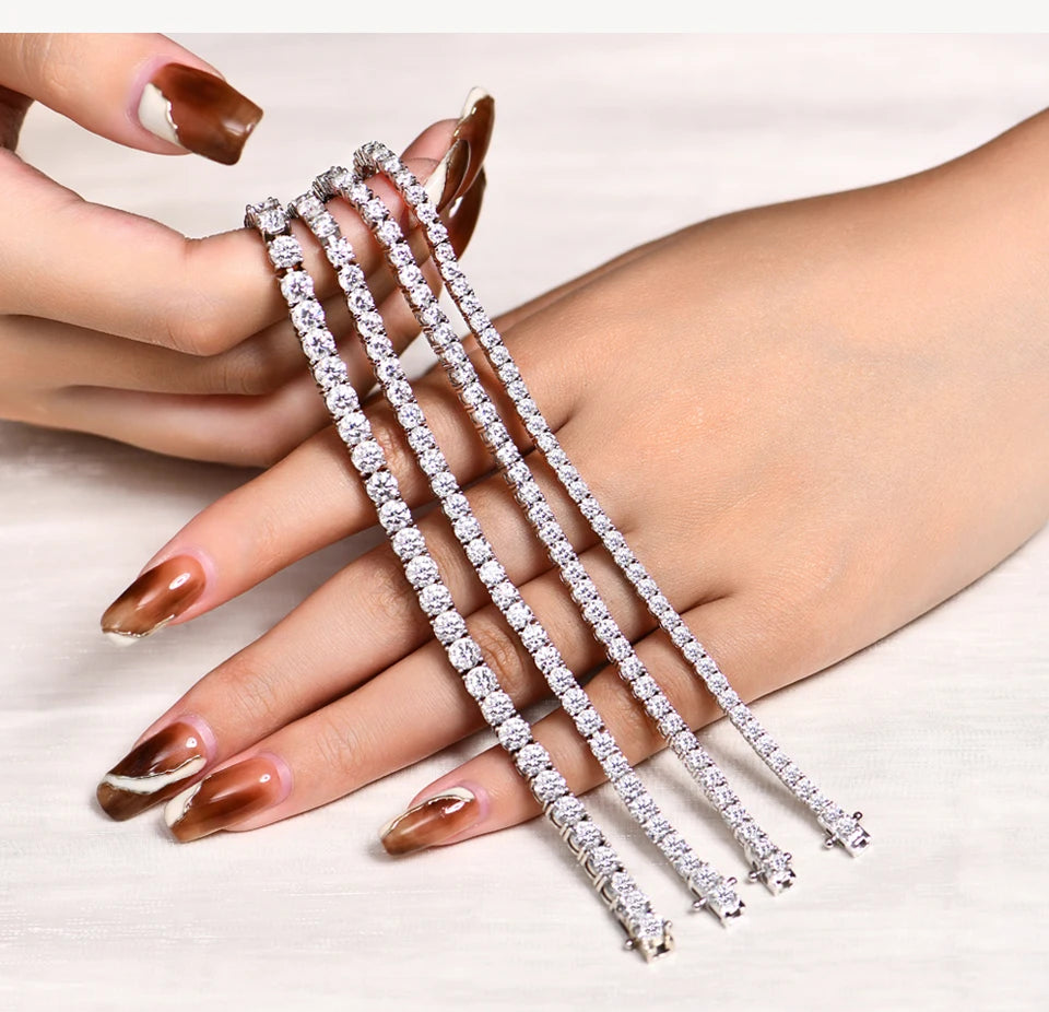 Luxe Jewels 2.5mm to 5.0mm Round Cut Moissanite Tennis Bracelet White Gold Plated 925 Silver
