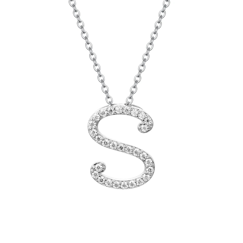 Valentine's Day Gift  - Letter Necklaces Pendants 100% 925 Sterling Silver Unisex (D VVS1 Colour Moissanite)Jewelry