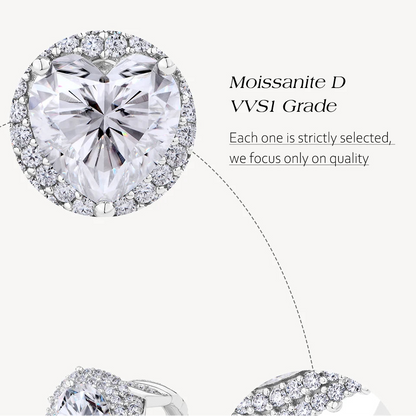 Luxe Jewels Luxury 4CT Heart Cut Moissanite Ring for Women (Full D VVS1 Real Silver) Handmade Valentine's Day Jewelry