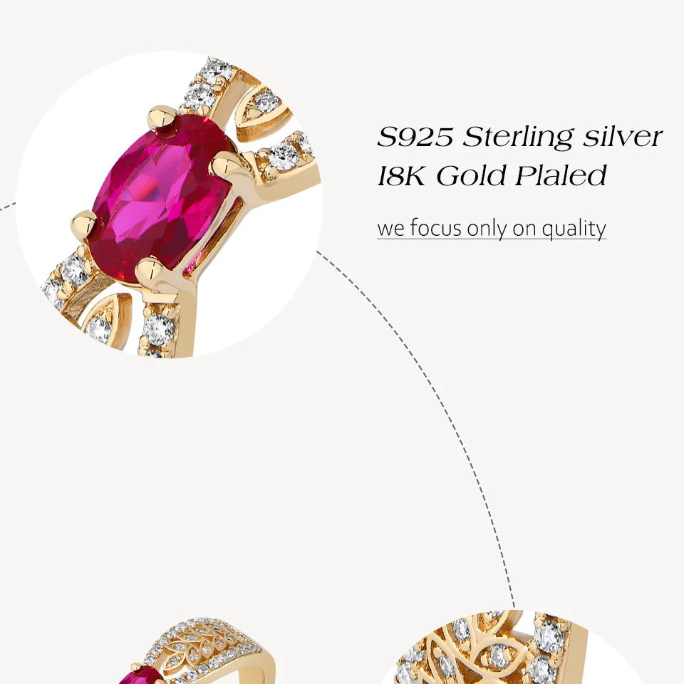 Gorgeous Lab Grown Premium Ruby Women's Ring - 925 Sterling Silver Moissanite Ring Luxe Jewelry