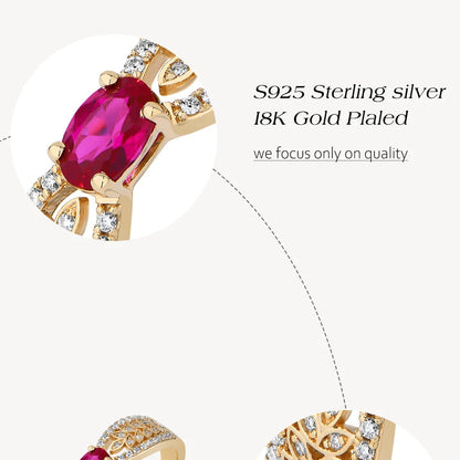 Gorgeous Lab Grown Premium Ruby Women's Ring - 925 Sterling Silver Moissanite Ring Luxe Jewelry