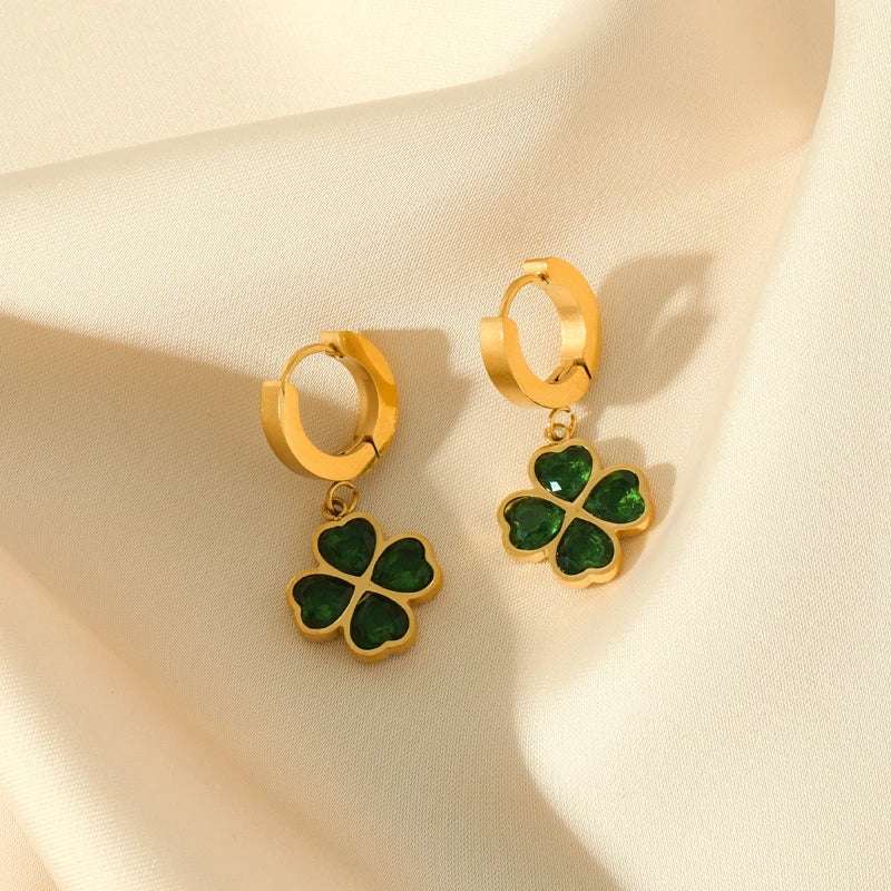 Green Clover Crystal Earrings and More – Waterproof Stainless Steel Fashion Jewelry