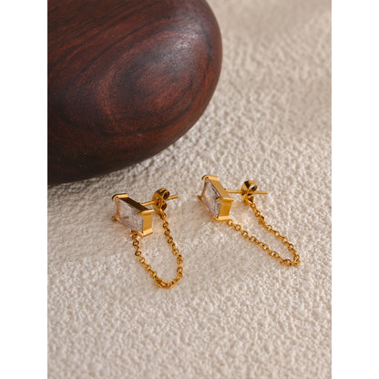 Tarnish-Free Gold Plated Drop Earrings – Shiny Cubic Zirconia Gemstones