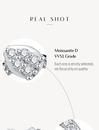 Moissanite Stud Earrings for Women - 925 Sterling Silver