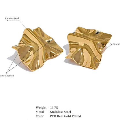 Stainless Steel Big Stud Earrings Waterproof Trendy Metal Jewelry