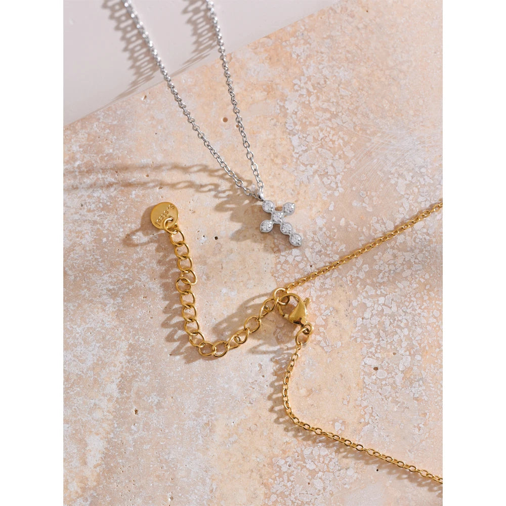 Gold & Platinum Plated Cross Necklace – Chic Religious Jewelry