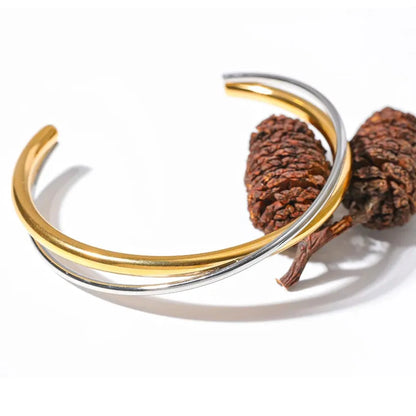 Double Color Geometric Cuff – 18K Gold Plated Stainless Steel