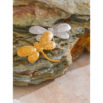 Dragonfly Brooch – Waterproof Gold-Plated Stainless Steel Pin