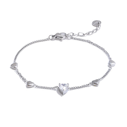 Zirconia Heart Anklet – Gold Plated Stainless Steel