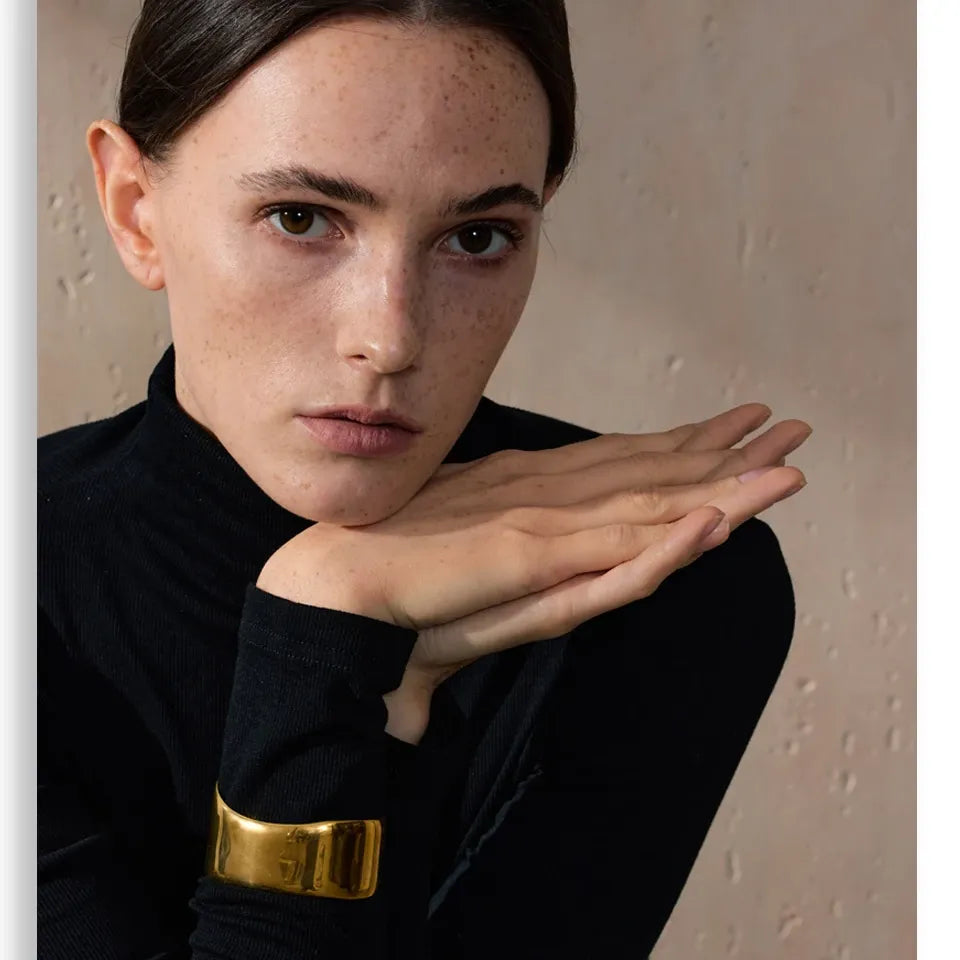 60mm Wide Cuff Bracelet – 18K Gold Plated Stainless Steel