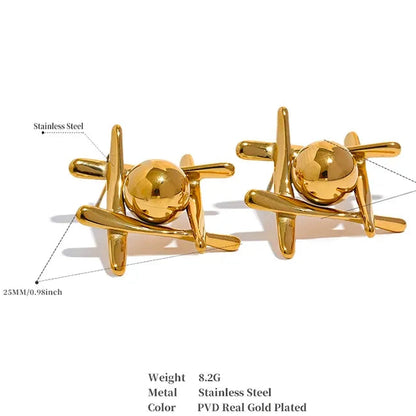 New Stainless Steel Geometric Stud Earrings Waterproof Metal