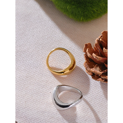 Luxe Jewels Minimalist Smooth Stainless Steel Ring - 18K PVD Gold & Platinum Plated