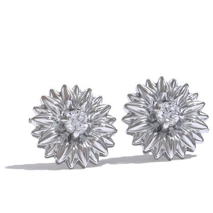 Gold Plated Waterproof Daisy Stud Earrings – Stylish Cubic Zirconia Accent