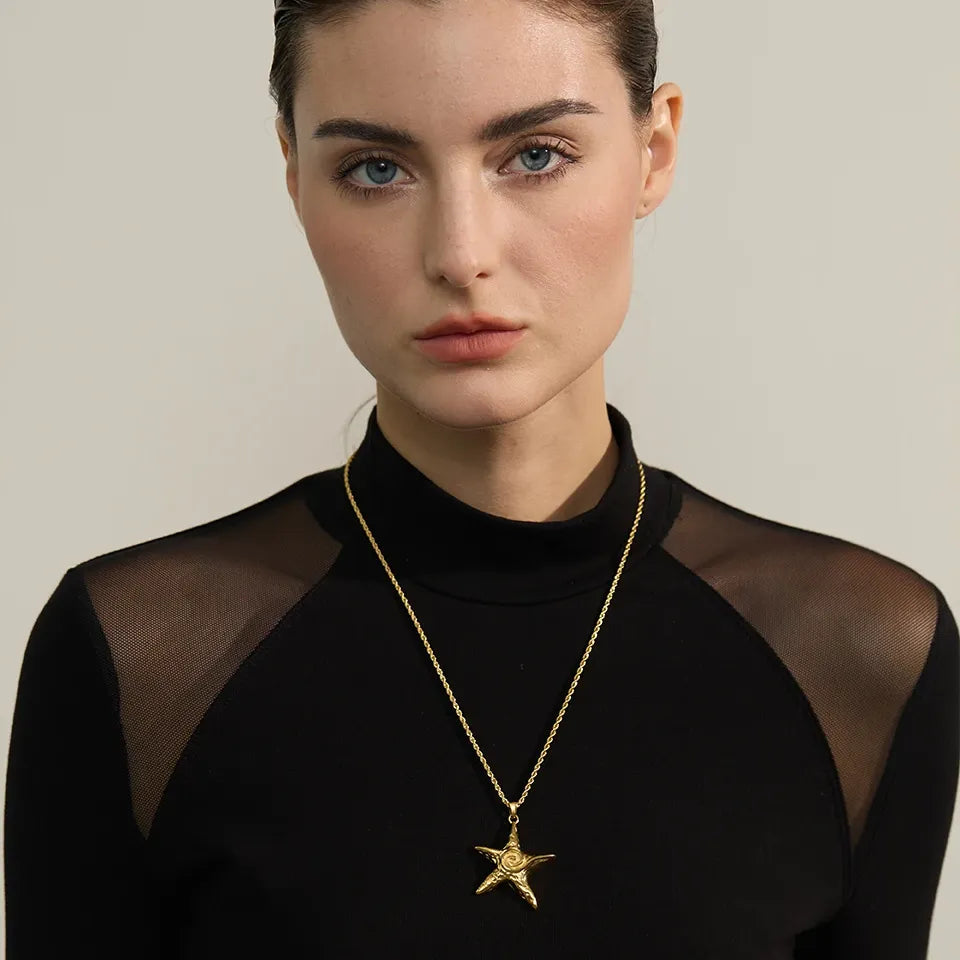 Handcrafted Gold Starfish Pendant Necklace – Ocean-Themed Jewelry
