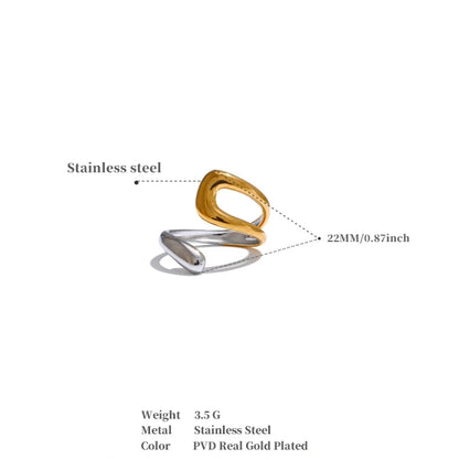 Luxe Jewels Adjustable Double Color Stainless Steel Ring - 18K Gold Plated Waterproof Jewelry