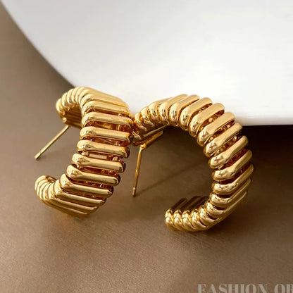 925 Silver Needle Modern Jewelry Metal Hoop Earrings 2022 New Trend Hot Selling Gold Color Fashion Drop Earrings For Women