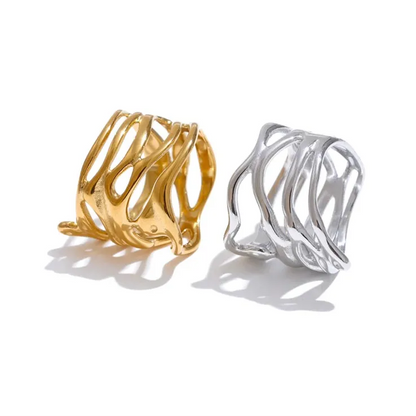 Luxe Jewels 316L Stainless Steel Layered Hollow Ring – 18K PVD Gold Plated Jewelry