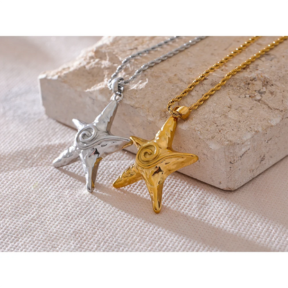Handcrafted Gold Starfish Pendant Necklace – Ocean-Themed Jewelry