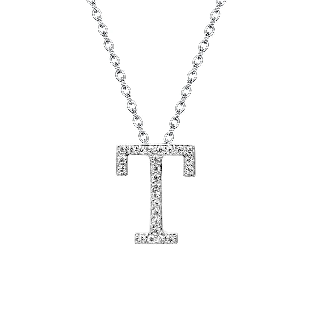 Valentine's Day Gift  - Letter Necklaces Pendants 100% 925 Sterling Silver Unisex (D VVS1 Colour Moissanite)Jewelry