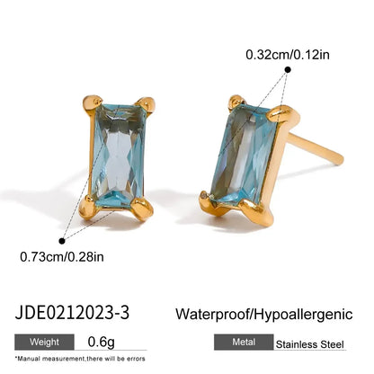 Uworld Minimalism Birthstone Gold Color Ear studs Grace Personalized Delicate Gemstone Earring Dainty Birth Month Stone Charm